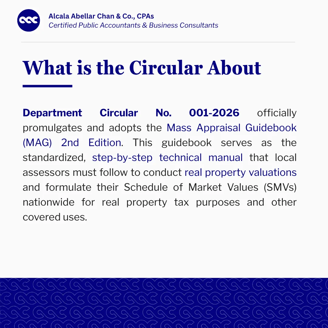 DOF DC No. 001-2026 — Mass Appraisal Guidebook (MAG) 2nd Edition: A Supplement to the Local Assessment Manual — card 2 of 6.