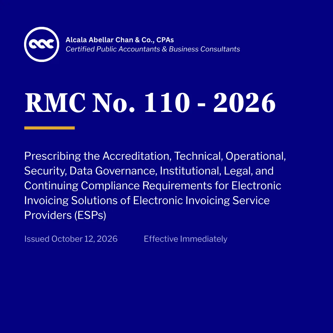 RMC No. 110 - 2026 — Accreditation for E-Invoicing Service Providers — card 1 of 6.