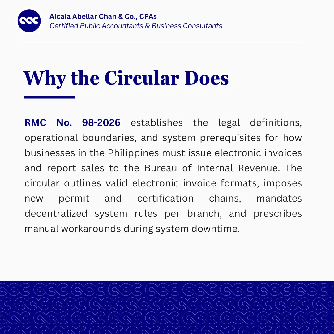 RMC No. 98-2026  —  Policies and Guidelines on the Issuance of Electronic Invoice — card 2 of 6.